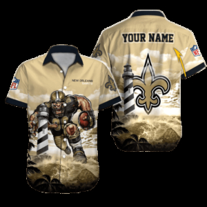 New Orleans Saints Lighthouse Storm Hawaiian Shirt