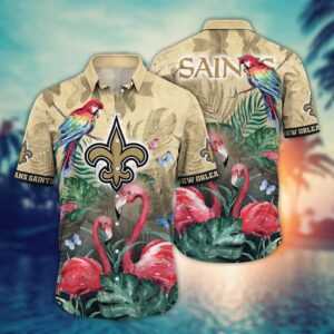 New Orleans Saints Pink Flamingo NFL Football Team Hawaiian Shirt
