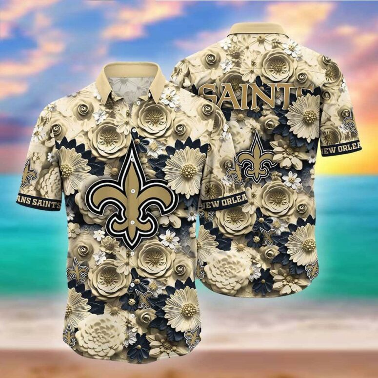 New Orleans Saints Sunset Blossom Hawaiian Shirt New Orleans Saints Sunset Blossom Hawaiian Shirt