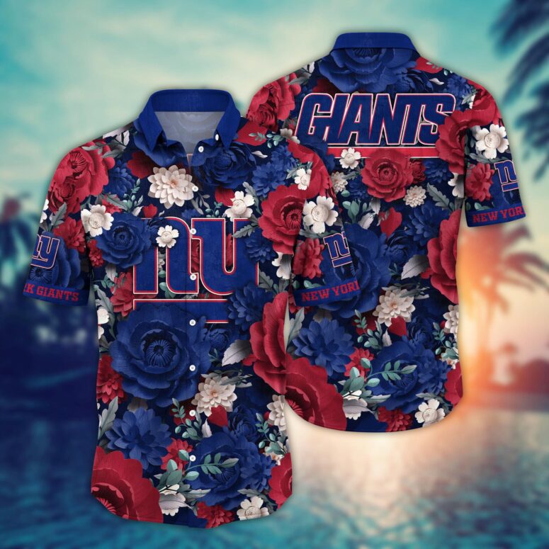 New York Giants Elegant Bloom Hawaiian Shirt New York Giants Elegant Bloom Hawaiian Shirt