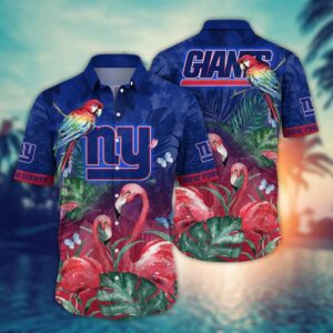 New York Giants Pink Flamingo NFL Football Team Hawaiian Shirt