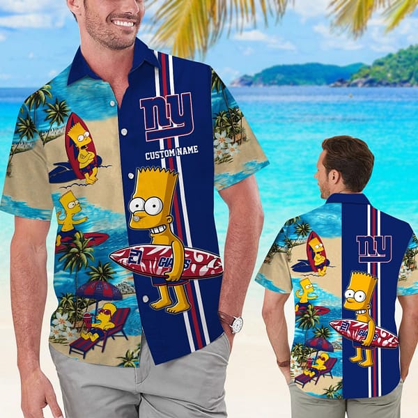New York Giants The Simpsons Custom Name NFL Football Team Hawaiian Shirt New York Giants The Simpsons Custom Name NFL Football Team Hawaiian Shirt