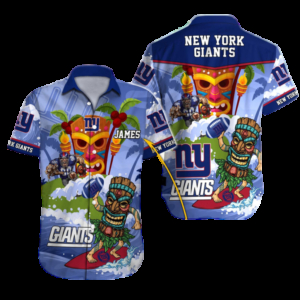 New York Giants Tiki Wave Personalized Hawaiian Shirt
