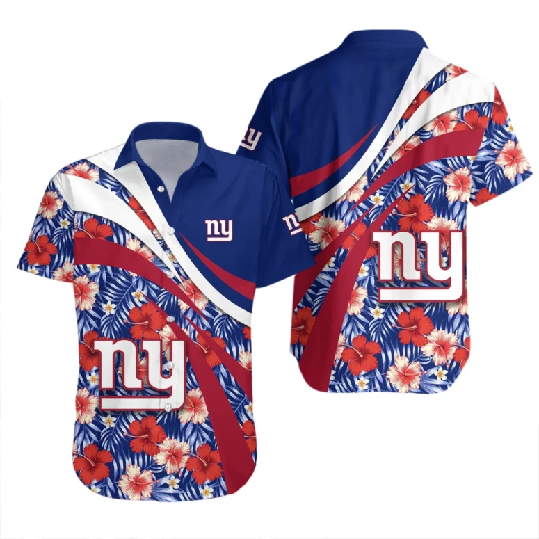 New York Giants Tropical Hibiscus Hawaiian Shirt New York Giants Tropical Hibiscus Hawaiian Shirt