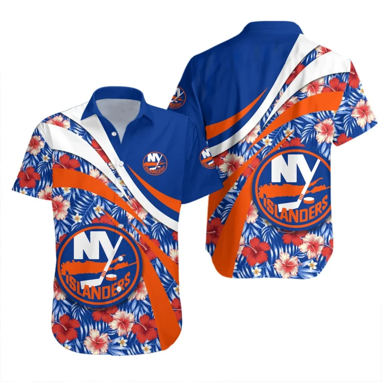 New York Islanders Floral Breeze Hawaiian Shirt New York Islanders Floral Breeze Hawaiian Shirt