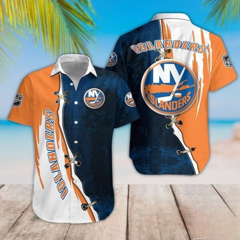 New York Islanders Laced Victory Hawaiian Shirt New York Islanders Laced Victory Hawaiian Shirt