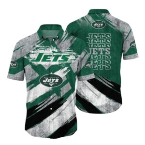 New York Jets Bold Brush Hawaiian Shirt