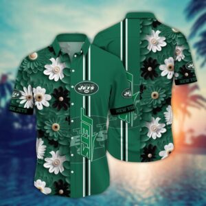 New York Jets Bold Daisy Hawaiian Shirt