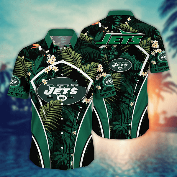 New York Jets Greenery NFL Football Team Hawaiian Shirt New York Jets Greenery NFL Football Team Hawaiian Shirt