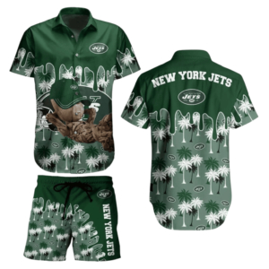 New York Jets Palm Drift Hawaiian Shirt