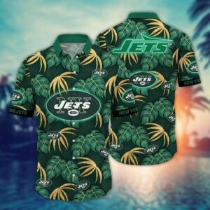 New York Jets Palm Tree Leaves NFL Football Team Hawaiian Shirt