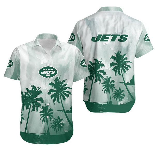New York Jets Palm Tree NFL Football Team Hawaiian Shirt New York Jets Palm Tree NFL Football Team Hawaiian Shirt