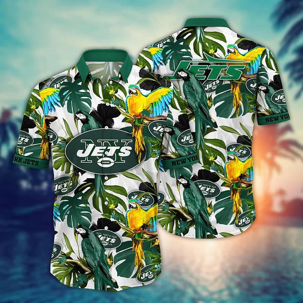 New York Jets Parrot NFL Football Team Hawaiian Shirt New York Jets Parrot NFL Football Team Hawaiian Shirt