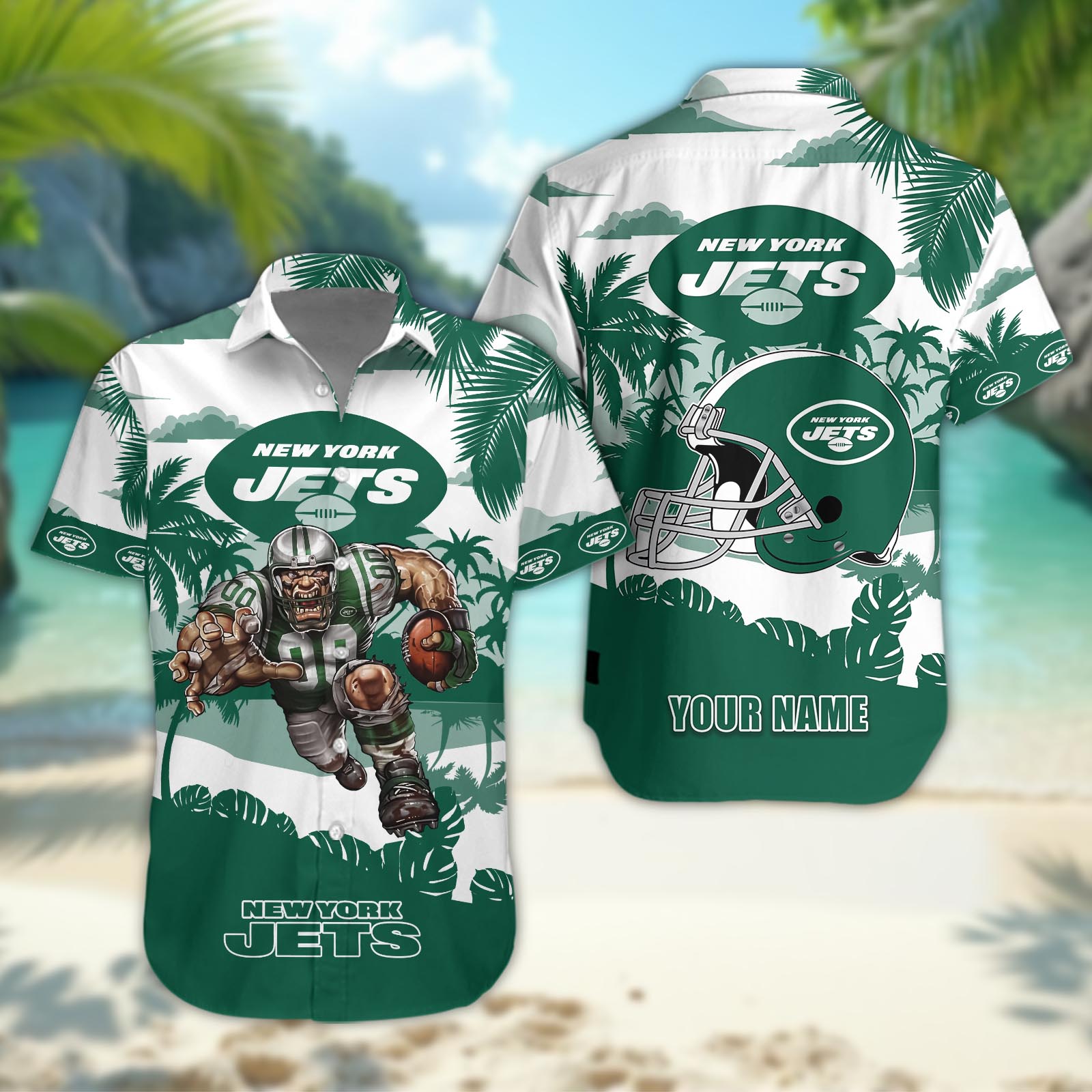 New York Jets Personalized Hawaiian Shirt ??Custom Name New York Jets Personalized Hawaiian Shirt ??Custom Name