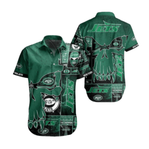 New York Jets Skull Champion Hawaiian Shirt