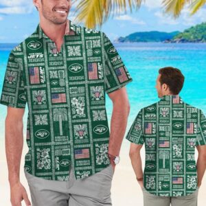 New York Jets Square Pattern NFL Football Team Hawaiian Shirt