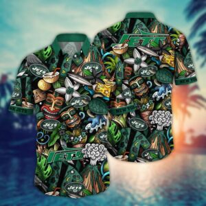 New York Jets Tiki Island Hawaiian Shirt