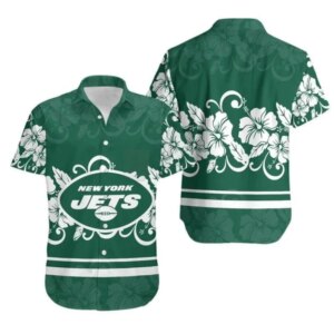 New York Jets Tropical Hibiscus Hawaiian Shirt