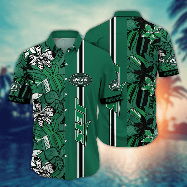 New York Jets Tropical NFL Football Team Hawaiian Shirt New York Jets Tropical NFL Football Team Hawaiian Shirt