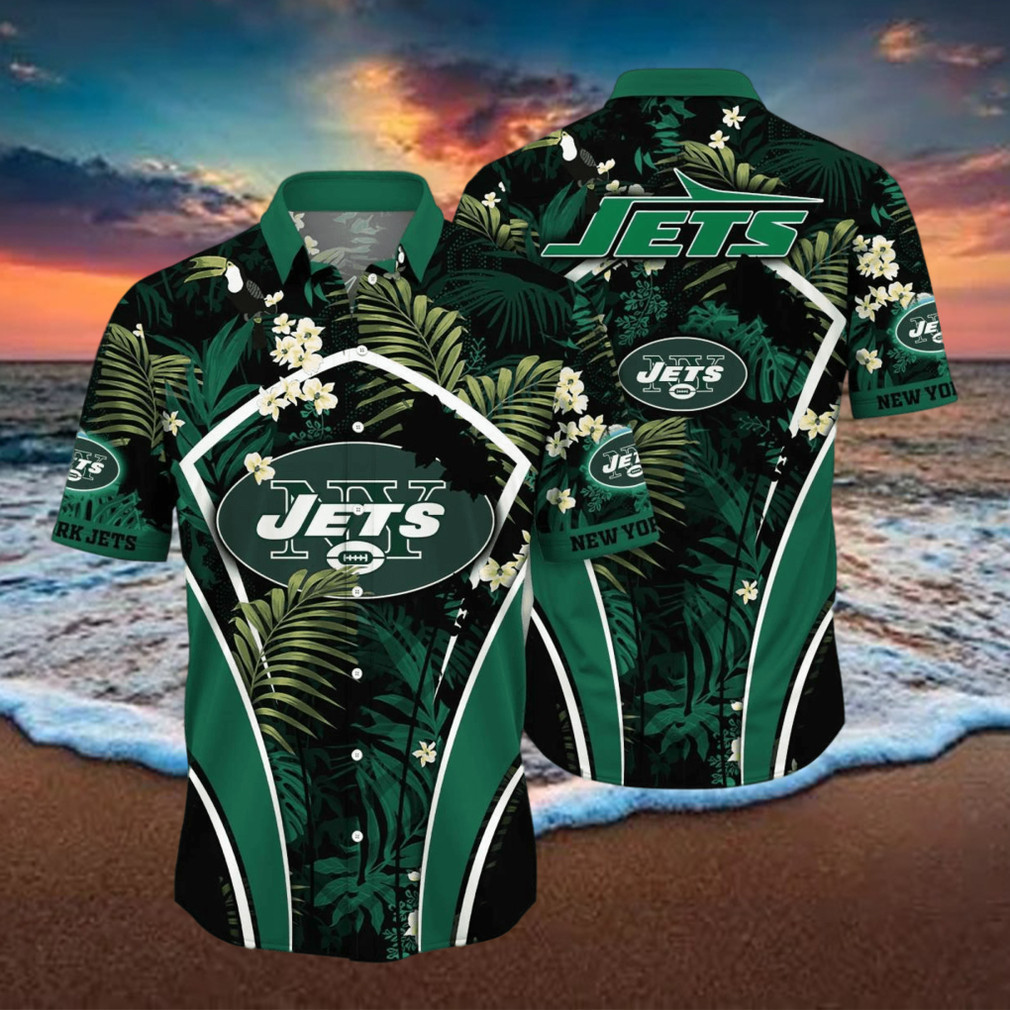 New York Jets Tropical Pattern Hawaiian Shirt New York Jets Tropical Pattern Hawaiian Shirt