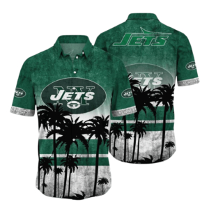 New York Jets Tropical Sunset Hawaiian Shirt