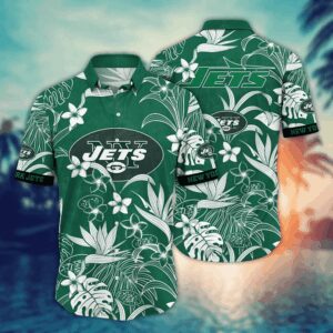 New York Jets White Flora NFL Football Team Hawaiian Shirt