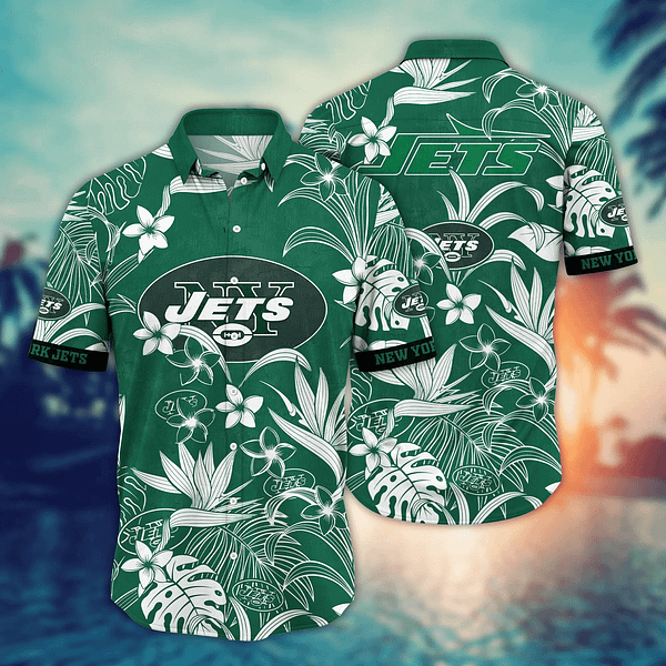 New York Jets White Flora NFL Football Team Hawaiian Shirt New York Jets White Flora NFL Football Team Hawaiian Shirt