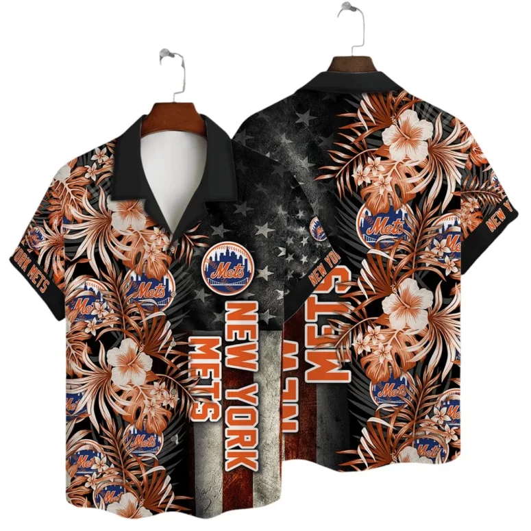 New York Mets Palm Paradise Hawaiian Shirt New York Mets Palm Paradise Hawaiian Shirt