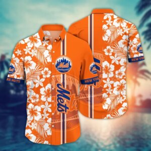 New York Mets Tiki Breeze Hawaiian Shirt