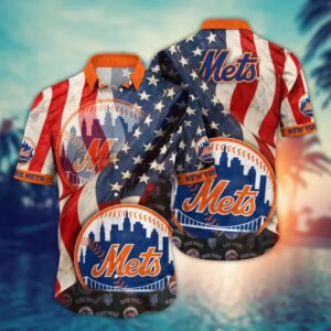New York Mets&nbsp;American Flag&nbsp;Hawaiian Shirt