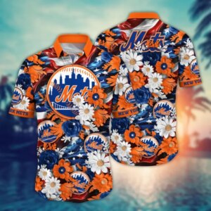 New York Mets&nbsp;Baseball and Blooms&nbsp;Hawaiian Shirt