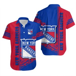 New York Rangers Bold Colorblock Hawaiian Shirt