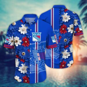 New York Rangers Floral Breeze Hawaiian Shirt