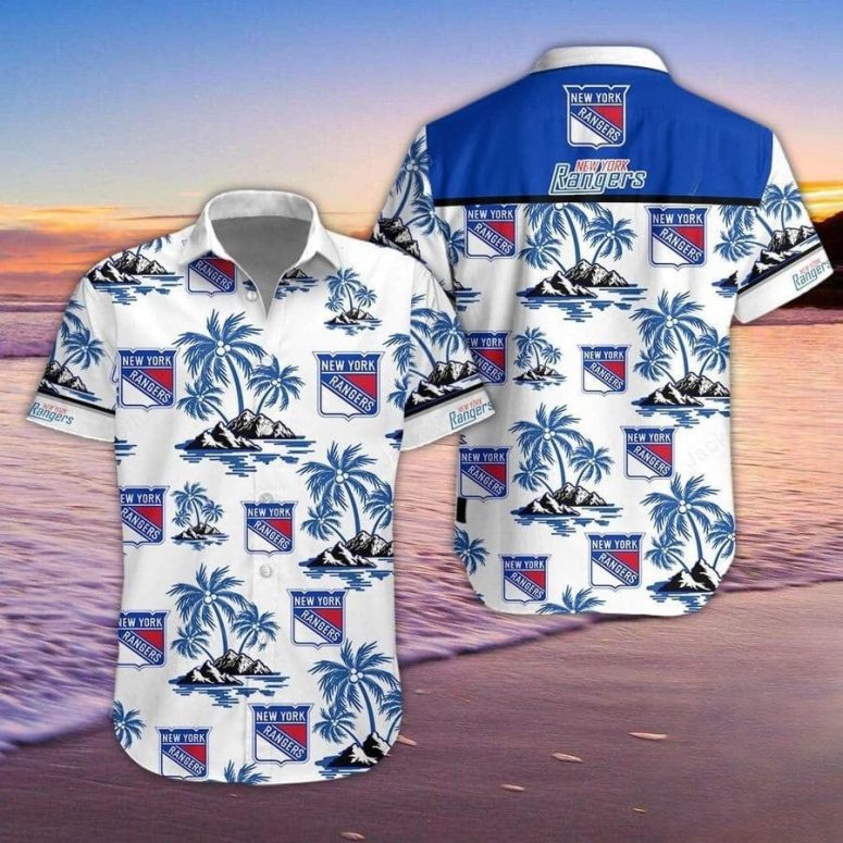 New York Rangers Island Escape Hawaiian Shirt New York Rangers Island Escape Hawaiian Shirt