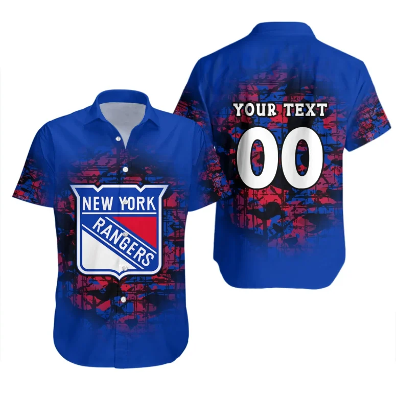 New York Rangers Personalized Splash Hawaiian Shirt New York Rangers Personalized Splash Hawaiian Shirt