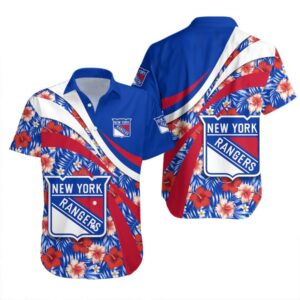 New York Rangers Tropical Flower Power Hawaiian Shirt