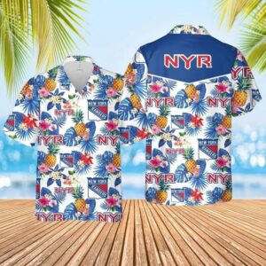 New York Rangers Tropical Pineapple Hawaiian Shirt