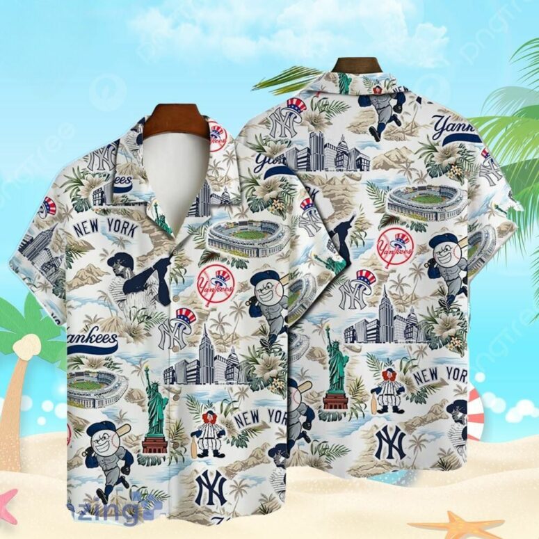 New York Yankees Big Apple Adventure Hawaiian Shirt New York Yankees Big Apple Adventure Hawaiian Shirt