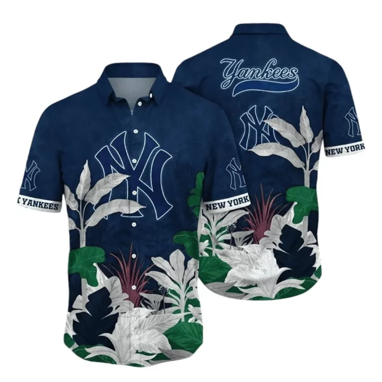 New York Yankees Jungle Foliage Hawaiian Shirt New York Yankees Jungle Foliage Hawaiian Shirt