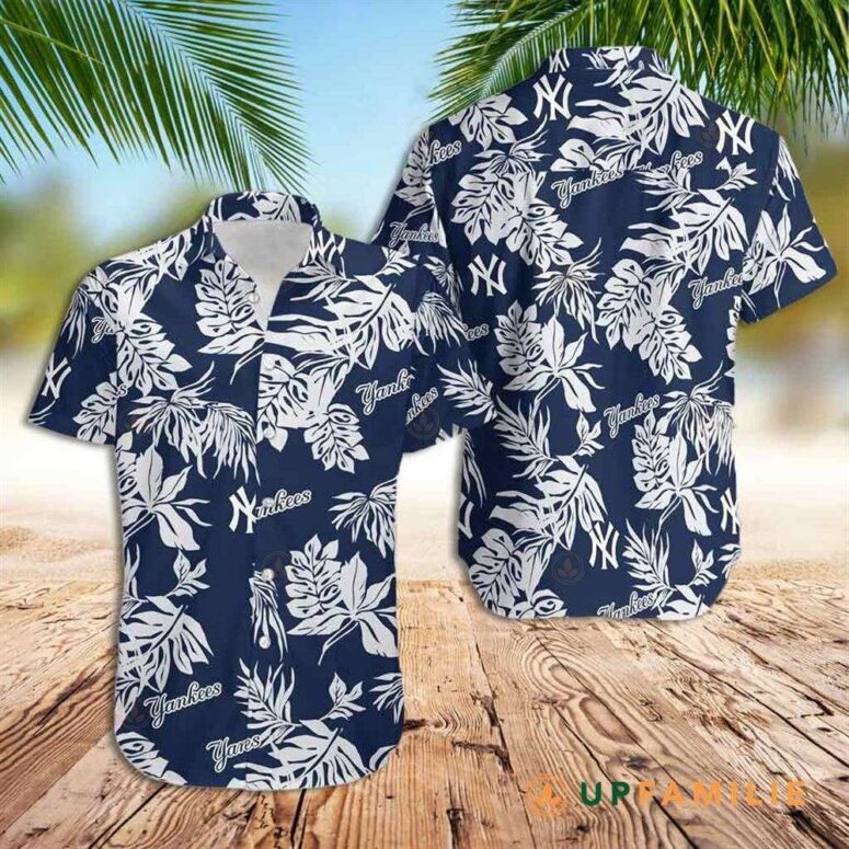New York Yankees Monstera Breeze Hawaiian Shirt New York Yankees Monstera Breeze Hawaiian Shirt