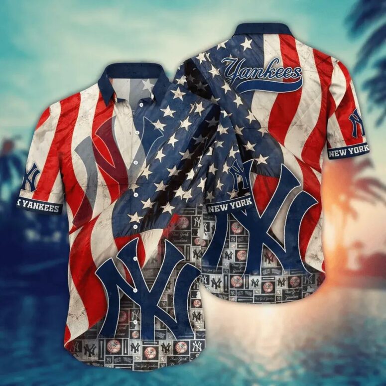 New York Yankees US Heritage Flag Hawaiian Shirt New York Yankees US Heritage Flag Hawaiian Shirt