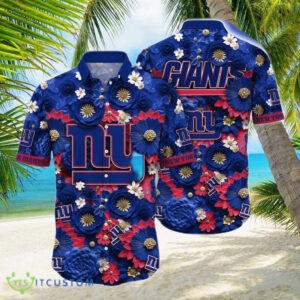 News Yorks Giants Flowers 3D Hawaiian Shirt