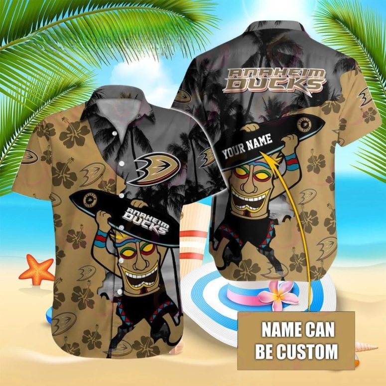 Personalized Anaheim Ducks Tiki Vibes Hawaiian Shirt Personalized Anaheim Ducks Tiki Vibes Hawaiian Shirt