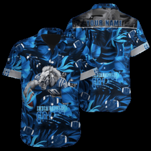Personalized Indianapolis Colts Blue Wave Floral Hawaiian Shirt