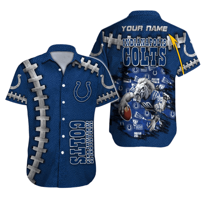 Personalized Indianapolis Colts Blue Wave Island Hawaiian Shirt Personalized Indianapolis Colts Blue Wave Island Hawaiian Shirt