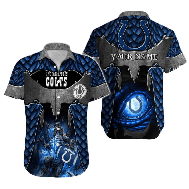 Personalized Indianapolis Colts Grid Iron Paradise Hawaiian Shirt Personalized Indianapolis Colts Grid Iron Paradise Hawaiian Shirt