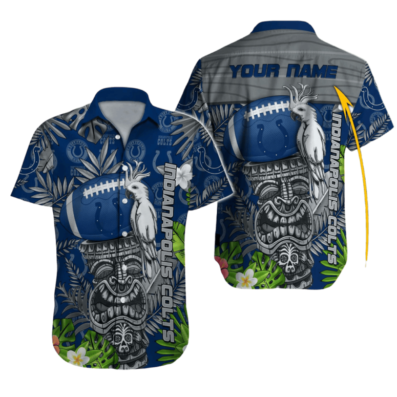 Personalized Indianapolis Colts Palm Paradise Aloha Shirt Personalized Indianapolis Colts Palm Paradise Aloha Shirt