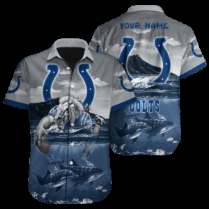 Personalized Indianapolis Colts Sunlit Wave Hawaiian Shirt