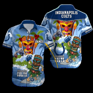 Personalized Indianapolis Colts Tiki Blue Thunder Aloha Shirt