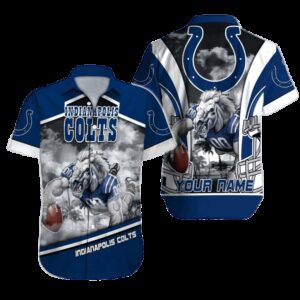 Personalized Indianapolis Colts Tropical Gridiron Hawaiian Shirt